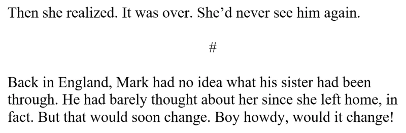 Using a hash (or pound) sign to indicate a section break in a manuscript.